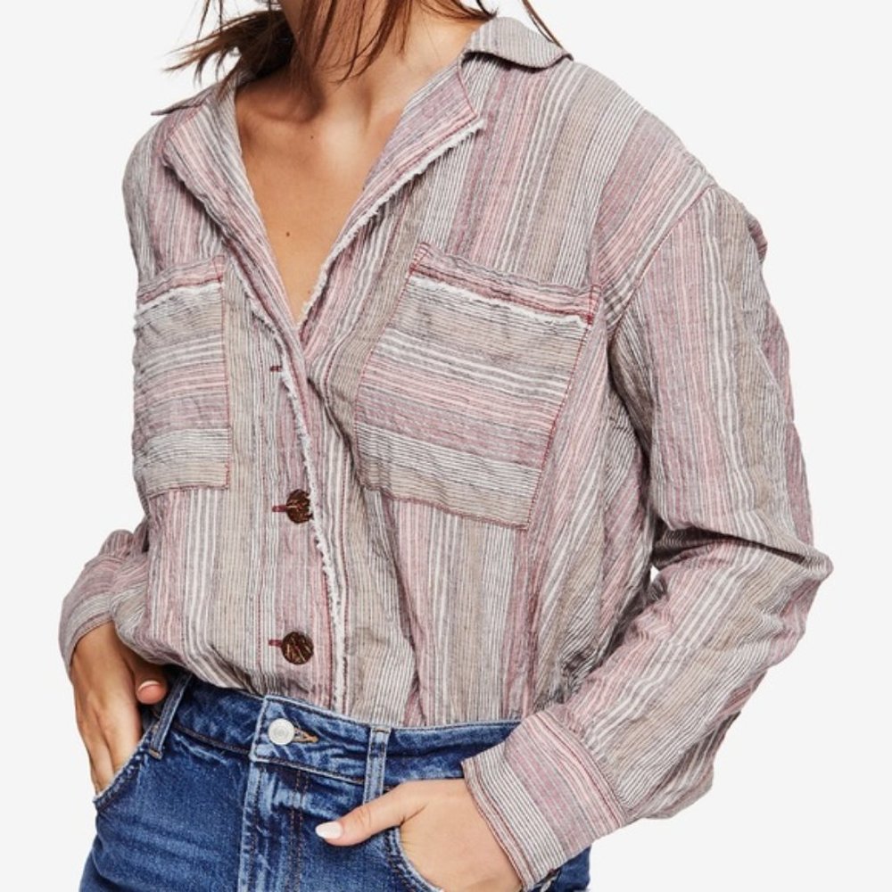 **MOVING SALE EVERYTHING MUST GO** Free People High Tide Multi Stripe Top Pink